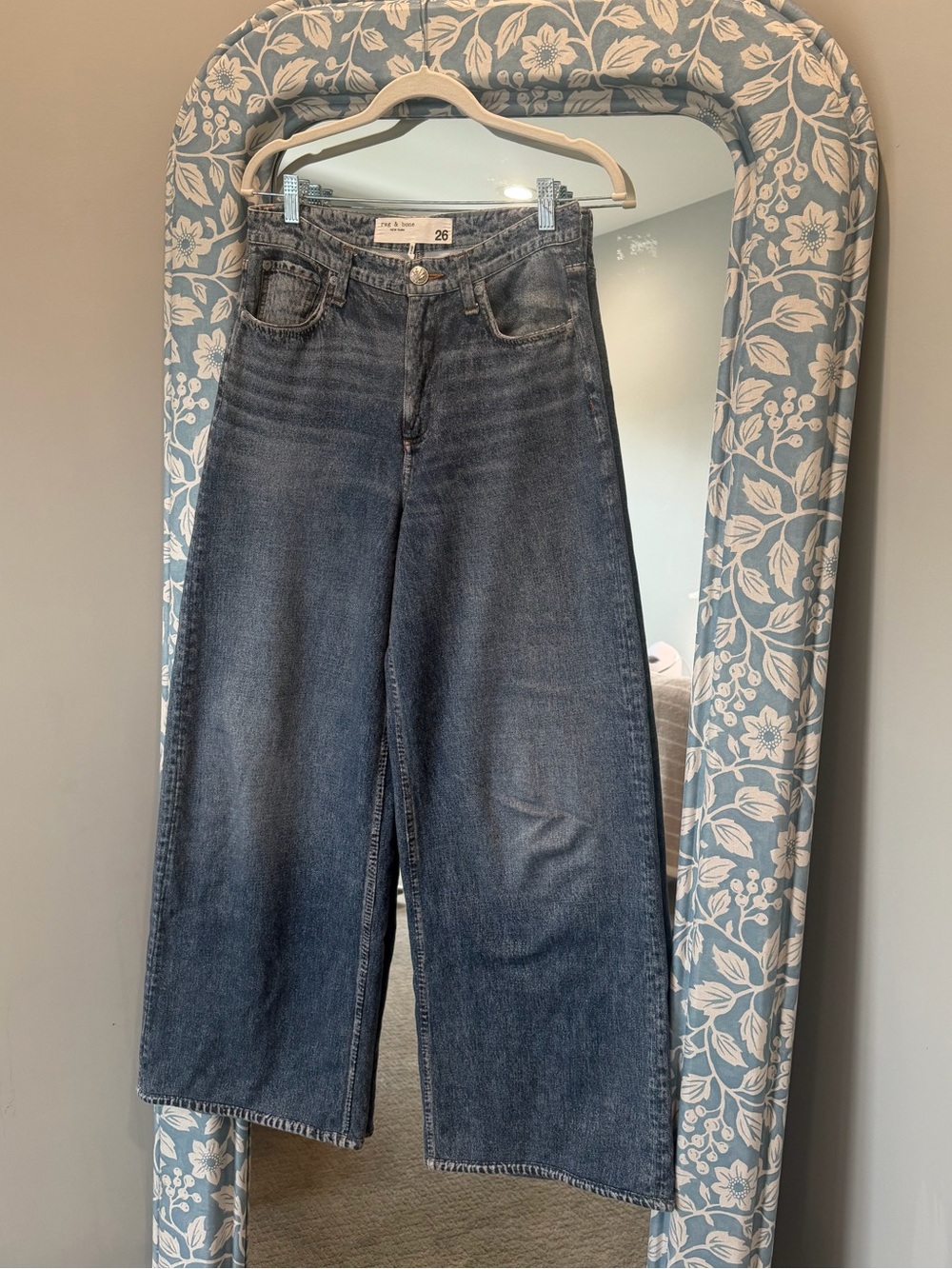 rag & bone Wide-Leg High-Rise Jeans in Dark Wash